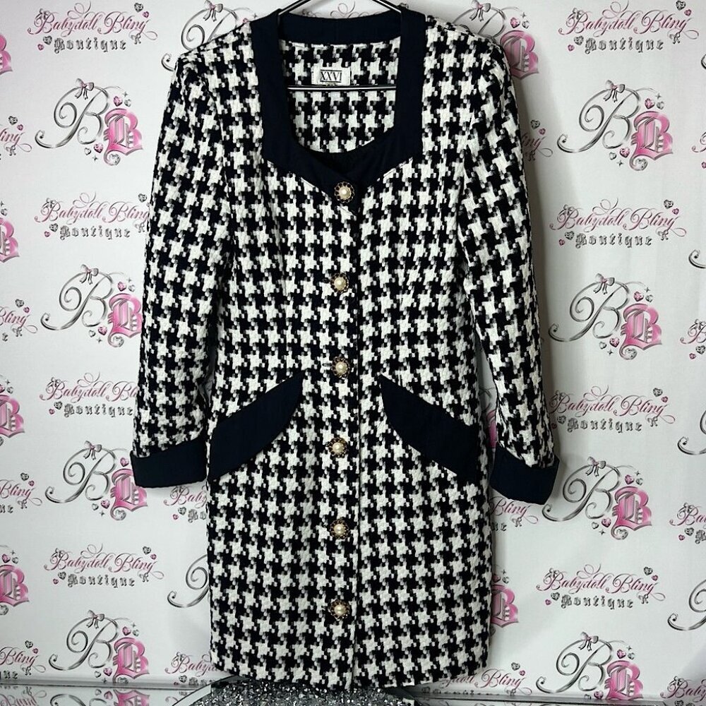 Forever 21 dress blazer style Elegant Black and White Houndstooth Women's Coat